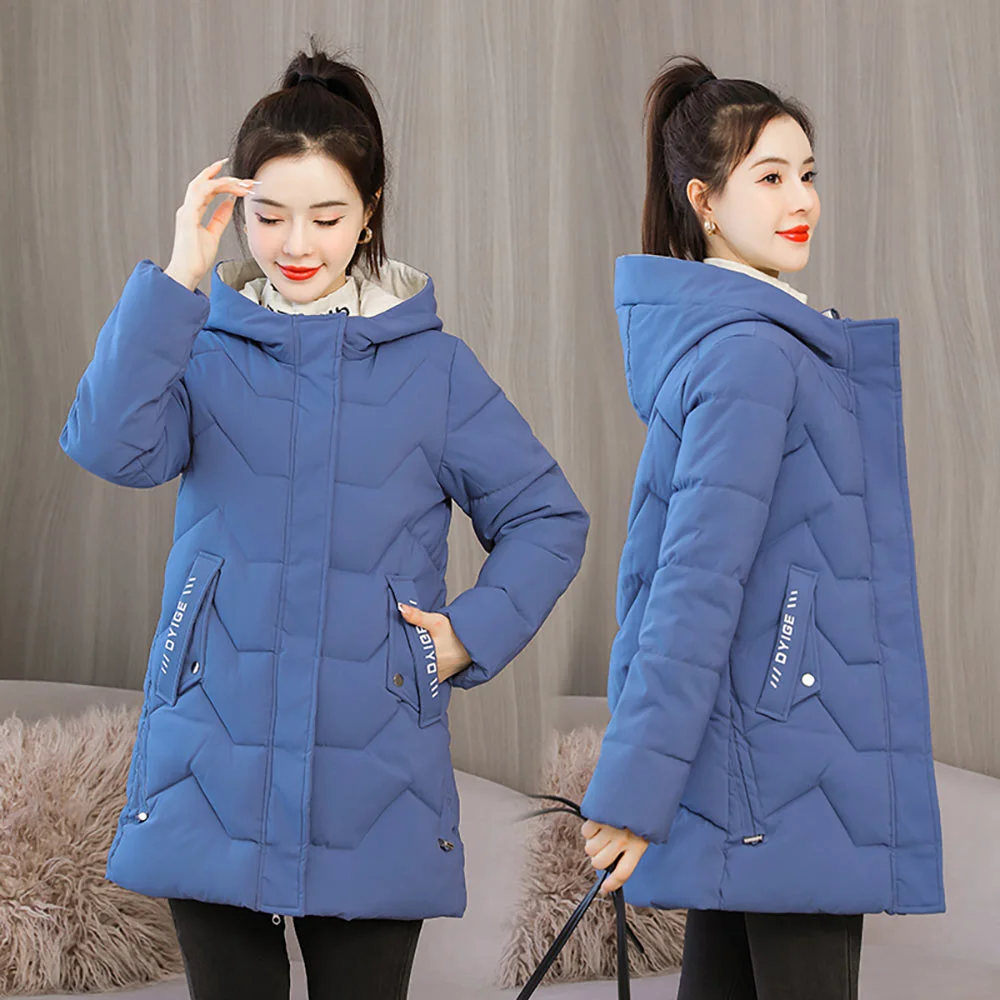 Vielleicht 2021 Winter Women Jacket Long Hooded Cotton Padded Female Coat High Quality Warm Basic Outwear Parkas Women Clothing