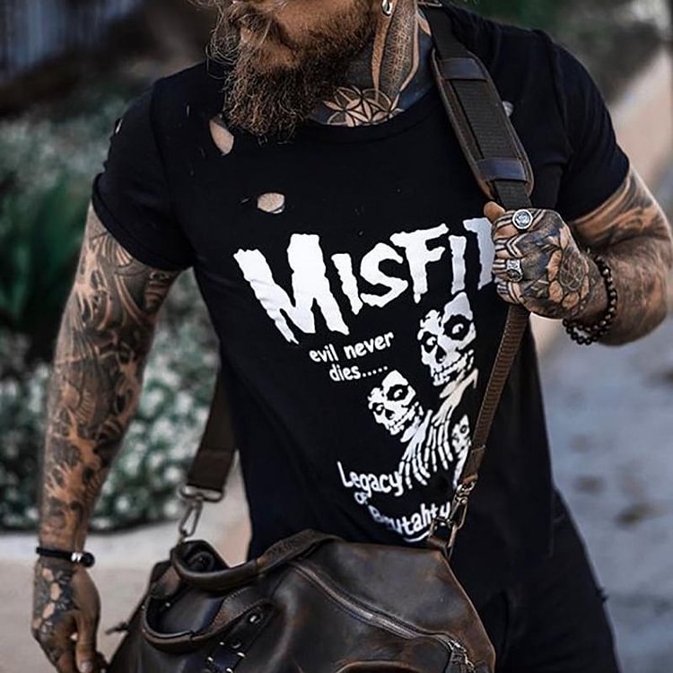 Skeleton letter printed ripper t-shirt