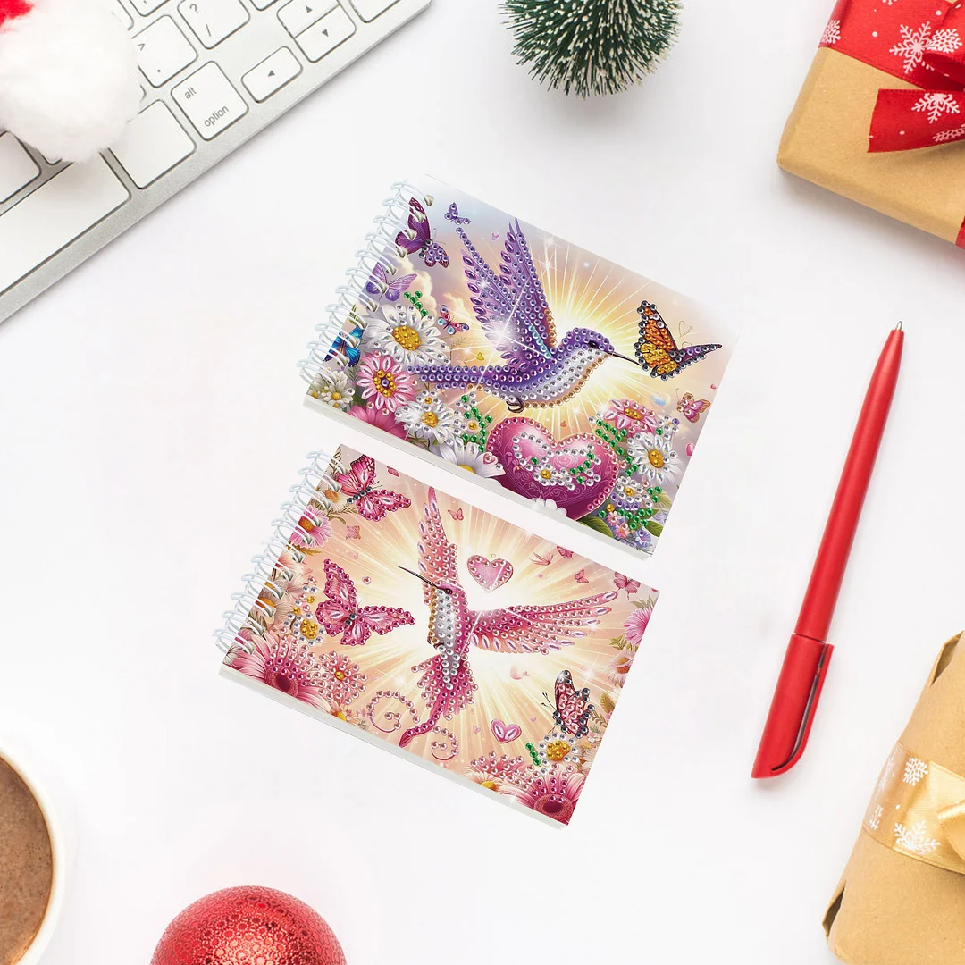 2 Pack Hummingbird DIY Diamond Art Spiral Notebook Kit 80Pages No Lines Gifts