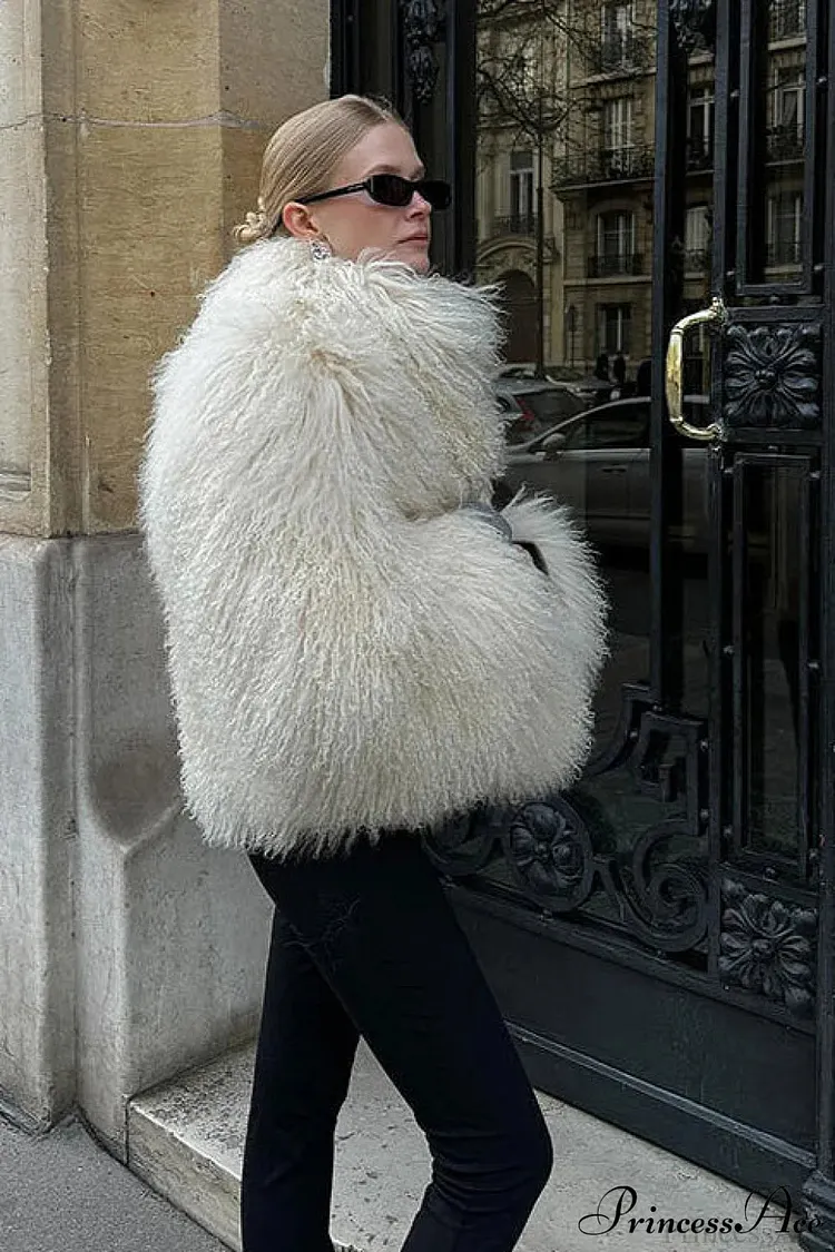 Faux Fur Shearling Short Cardigan Jacket Coat