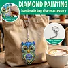 1 porte-cl&eacute;s DIY 3D en diamant hibou bleu fonc&eacute; avec boucle homard, porte-cl&eacute;s double face en diamant avec cha&icirc;ne de ressort, cristal en diamant, mosa&iuml;que de diamants, cadeau unique fait main