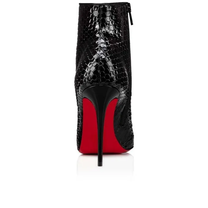 100mm Women's Black Snakeskin Boots Red Bottom Ankle Boots-vocosishoes