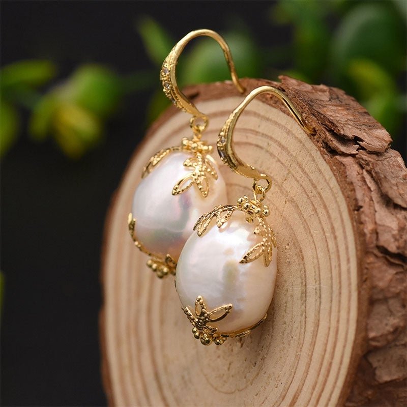 S925 Silver Natural Baroque Pearl Earrings