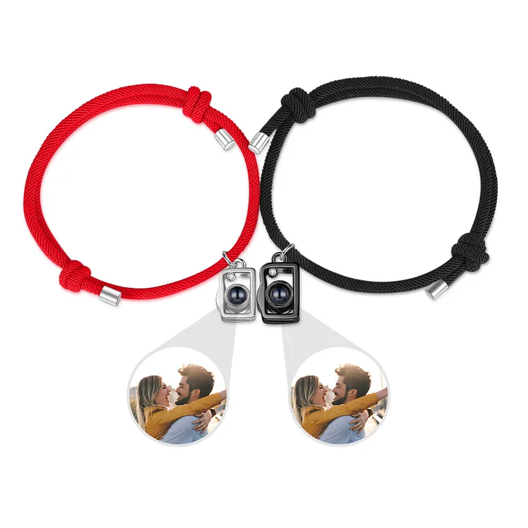 Personalized Projection Bracelet Custom Photo Couple Bracelet with Camera Pendant Creative Gift for Her