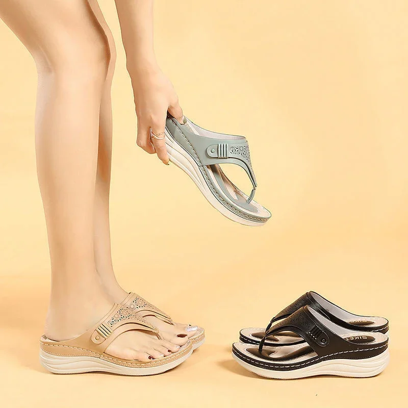  Women Fashionable Wedge Soft Comfort Flip Flops
