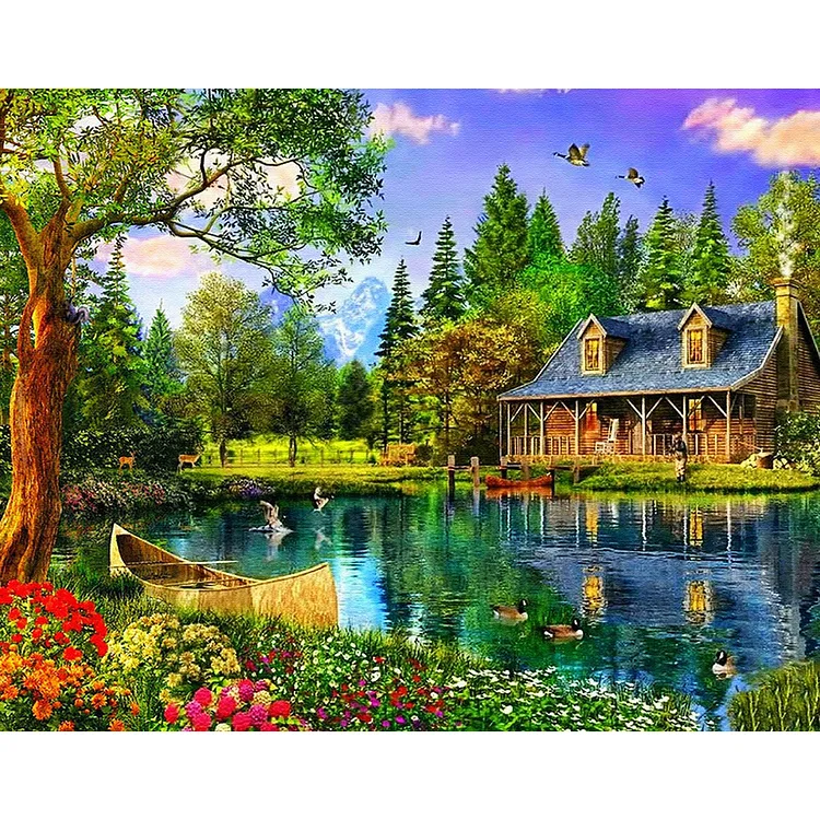 Lake House - Full Square - Diamond Painting (50*40cm)