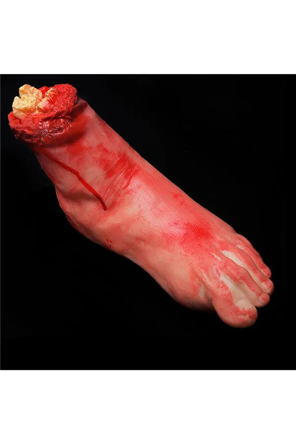 Practical Joke Horror Fake Bloody Cut Foot For Halloween Decor Red-elleschic