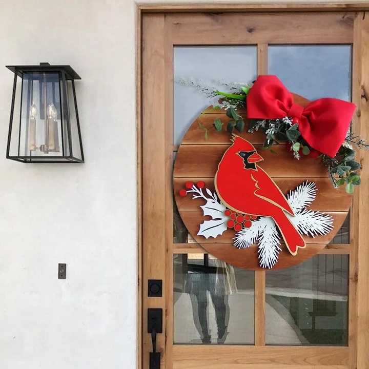 70 OFF🔥Cardinal Bird Wreath Door Hanger Decor