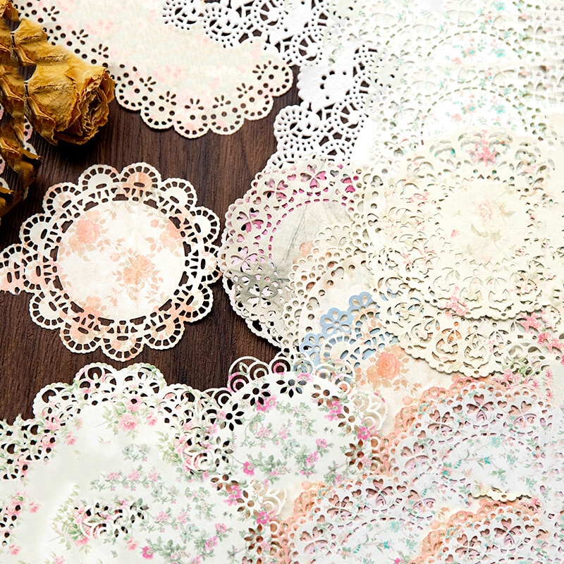 저널세이 20매 심플 아트 레이스 홀로우 소재 종이 크리에이티브 DIY 저널 콜라주 레이스 테두리 메모 패드