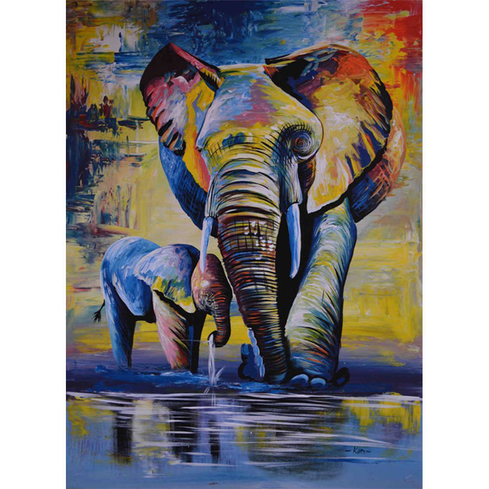 DIY Painting By Numbers Kit - Colorful Elephant(40*50 CM)