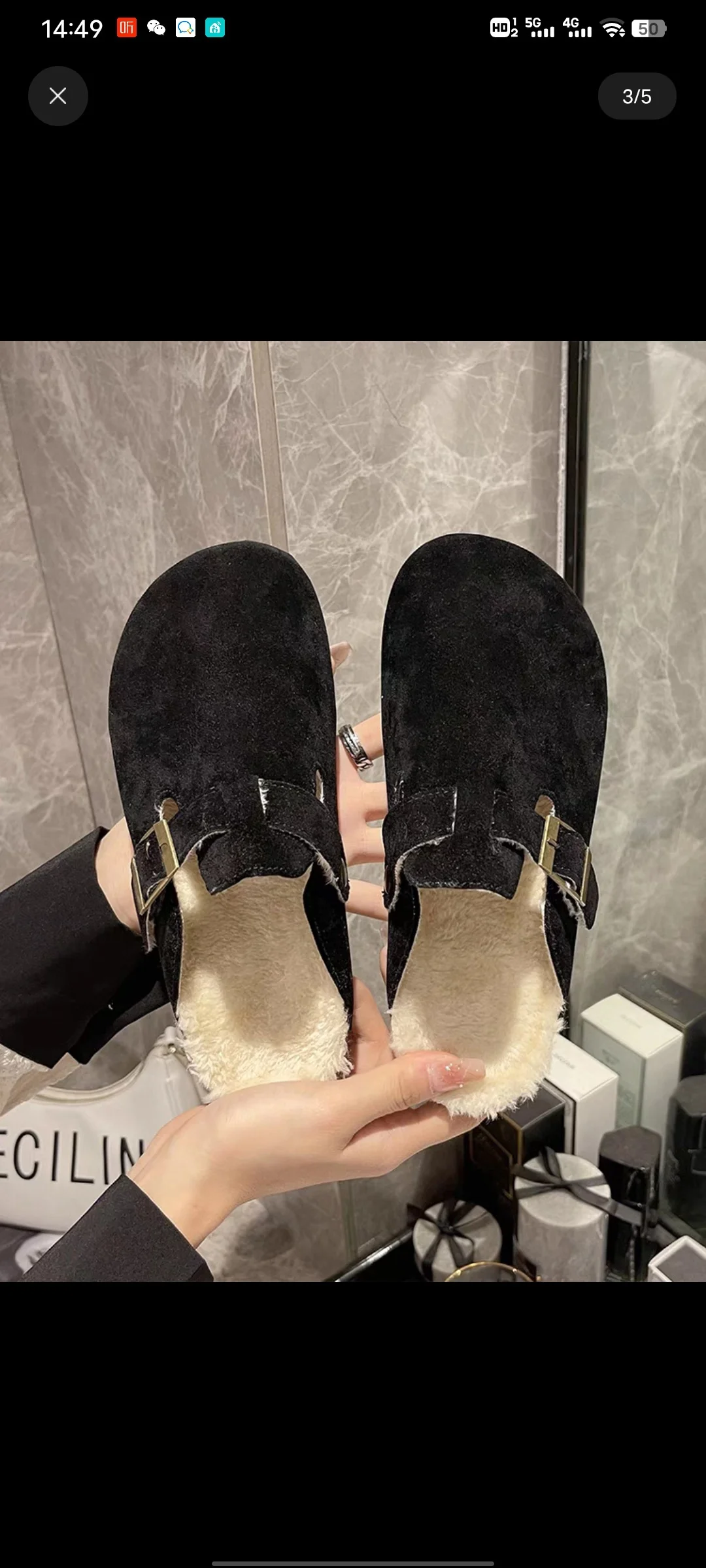 Wongn Wongn Half Slipper Female 2023 Autumn / Winter New Retro Muller Shoes Flat Casual Leather Ugly Boken Cotton Slippers