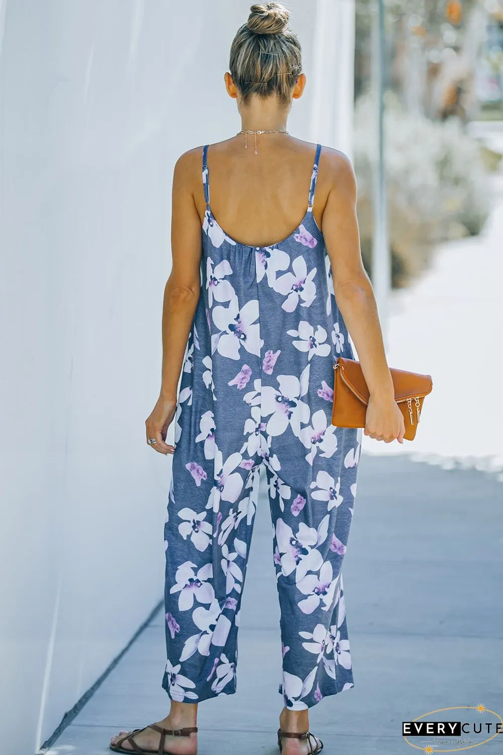 Print Spaghetti Strap Wide Leg Jumpsuit