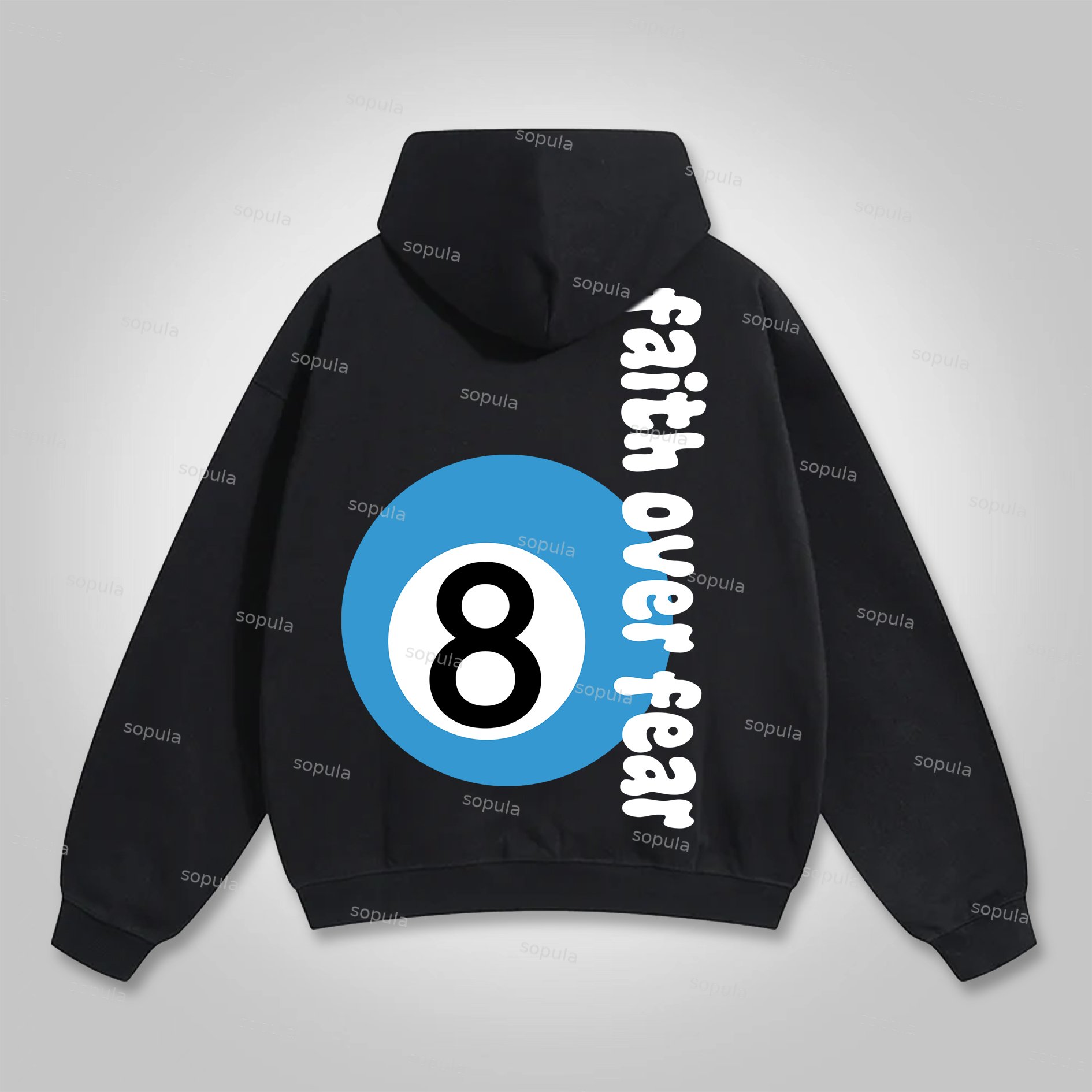 Sopula Faith Over Fear Black8 Ball Graphic Hoodie - SOPULA