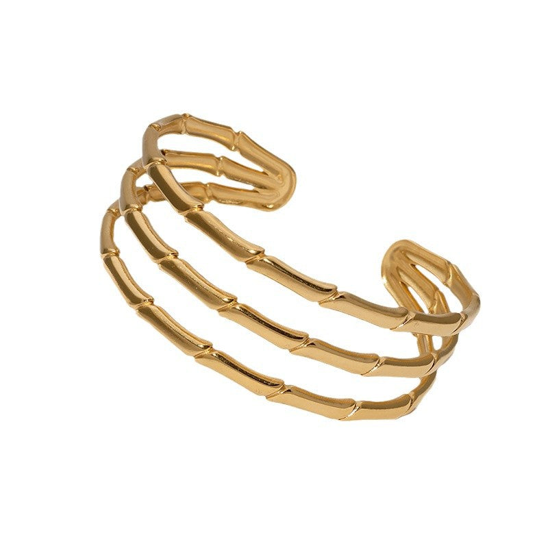 Simple And Fresh Ins Style Bamboo Bracelet Personality Simple Versatile Gold-Plated Stainless Steel Bracelet