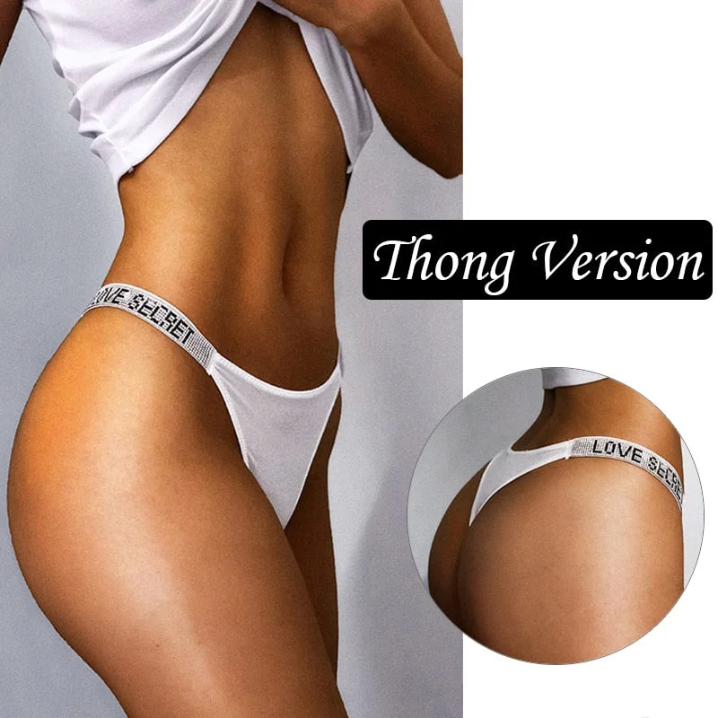 Sexy Low Waist Panties Women G String Rhinestone High Fork Fitness Briefs Lingerie Comfort Seamless Thong Intimates Underwear