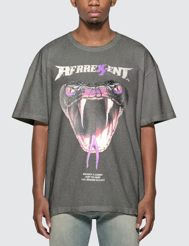 Men's short-sleeved T-shirt with python print