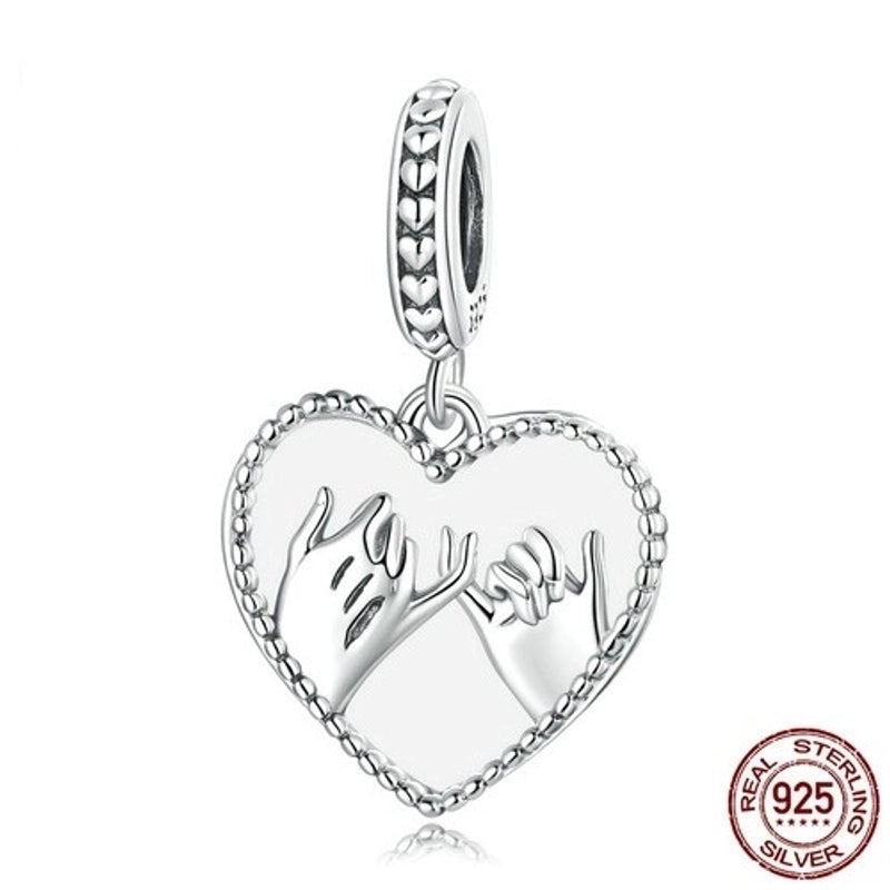 Minimalist Heart Shape Sterling Silver Inlay Rhinestones Charms Jewelry Accessories