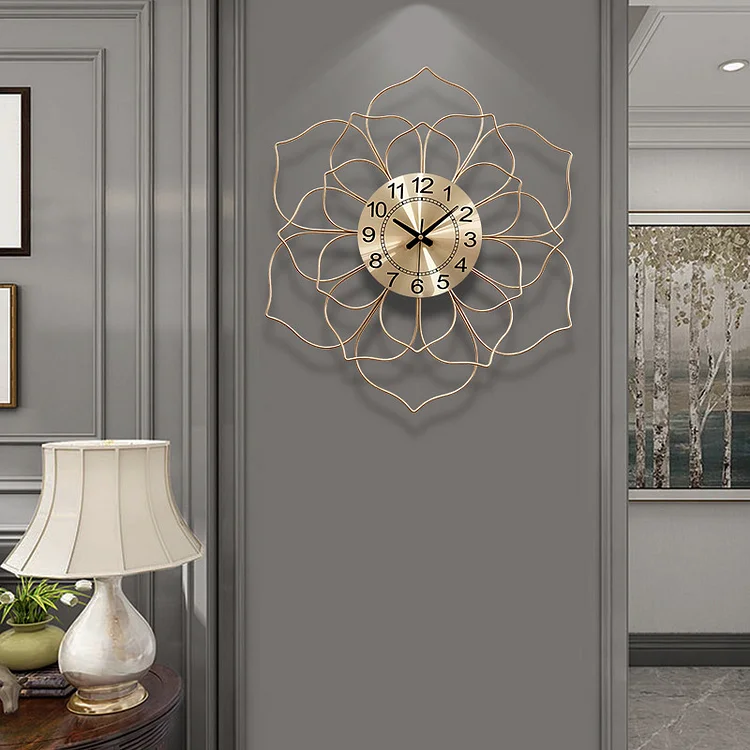 Homemys Modern Simple 3D Metal Petal Wall Clock Home Wall Decorative Art