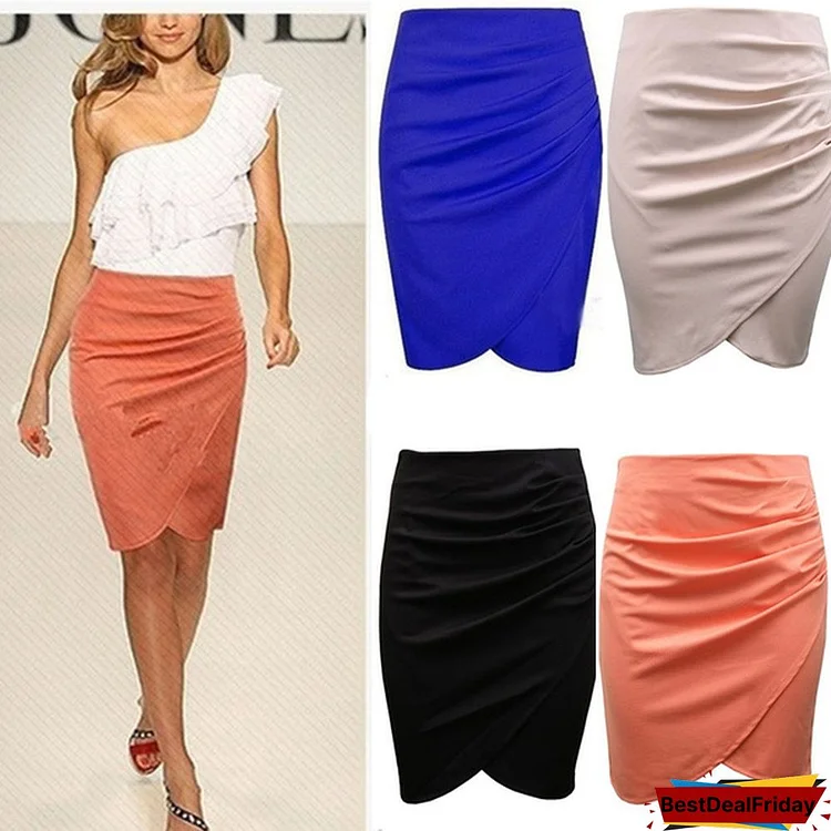 Women's Fashion Summer Business Suit Pencil Skirt Ladies Knee Length Casual Sexy Office Skirt