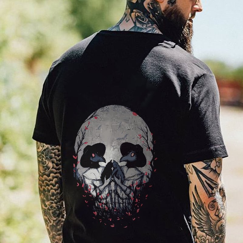 Horror Skull Printed Casual Men's T-shirt - Krazyskull