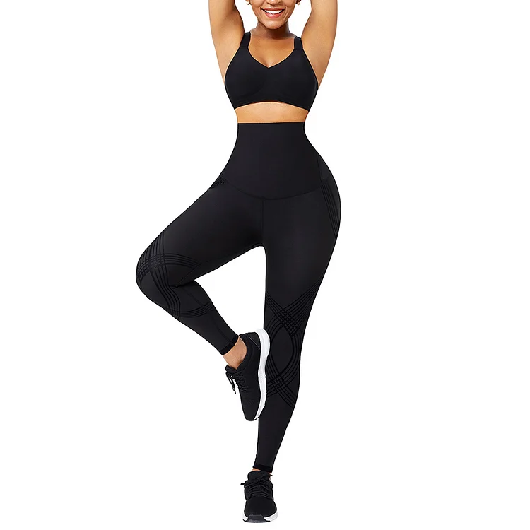 Black 3D Print Shapewear Pants High Waist High-Compression