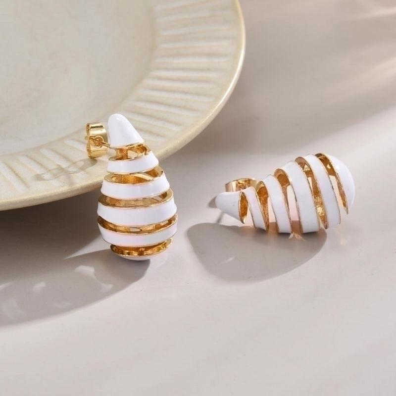 1 Pair Minimalist Water Droplets Enamel Plating Copper 18k Gold Plated Ear Studs3