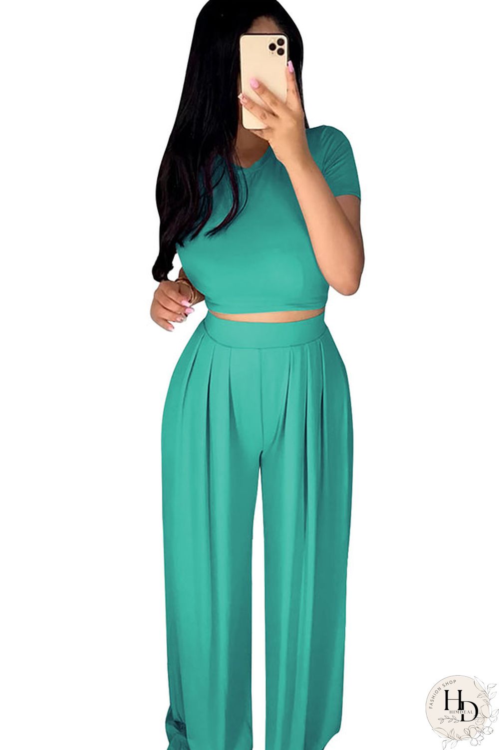 Yellow Casual Polyester Solid Split Joint O Neck Short Sleeve Short Two Pieces