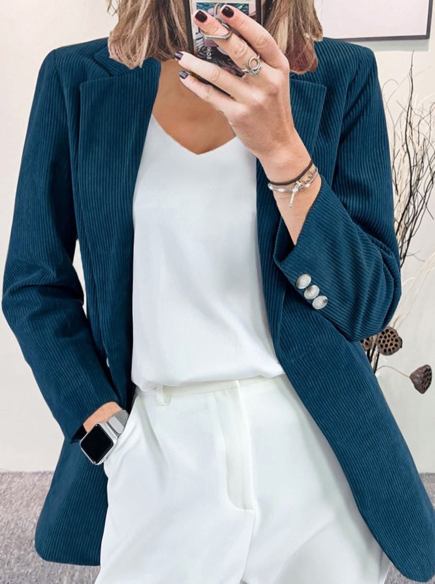 Fall/Winter Solid Color Corduroy Long-sleeved Blazer | EGEMISS