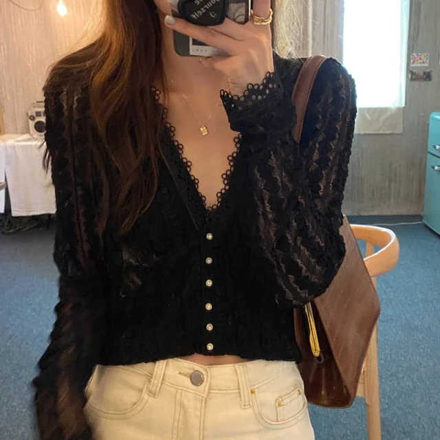 Female Tops Lace Single Blouse