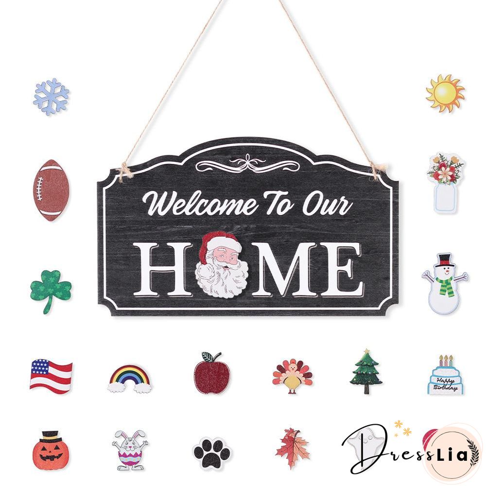 Welcome To Our HOME - Interchangeable Wooden Sign