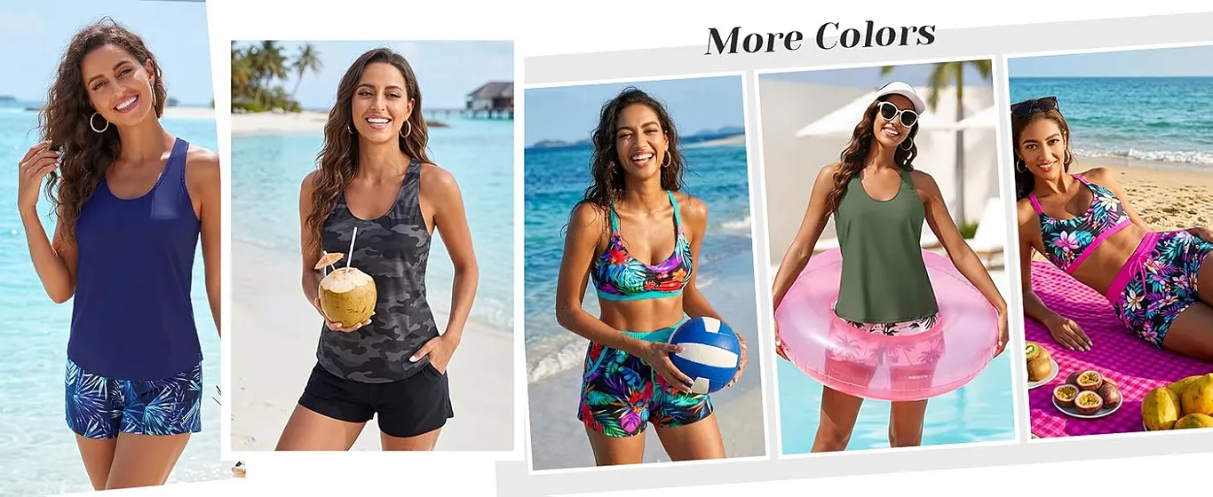 3 PIECE TANKINI WITH BOYSHORTS AND SWIM BRA