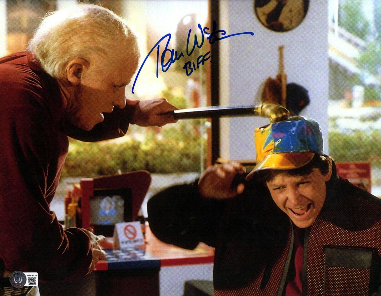 TOM WILSON Signed BACK TO THE FUTURE Biff Tannen 11x14 Photo Poster painting Beckett BAS Witness