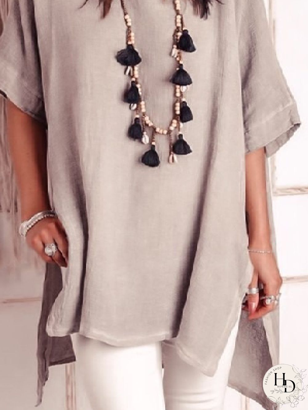 Casual Crew Neck Half Sleeve Solid Tops
