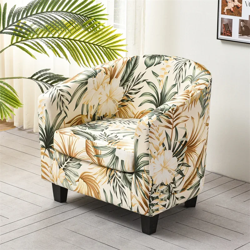 Nigikala Printed Tub Chair Covers Stretch Spandex Armchair Slipcovers Couch Covers Single Sofa Cover for Living Room Bar Home