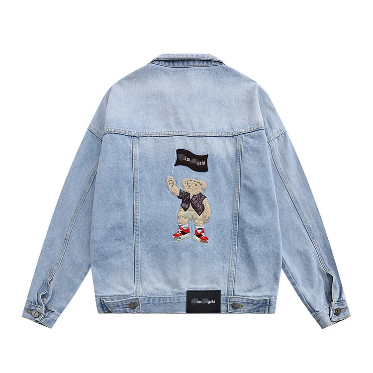 Palm Angle Jacket Palm Angels Embroidery Washed Denim Jacket Men and Women