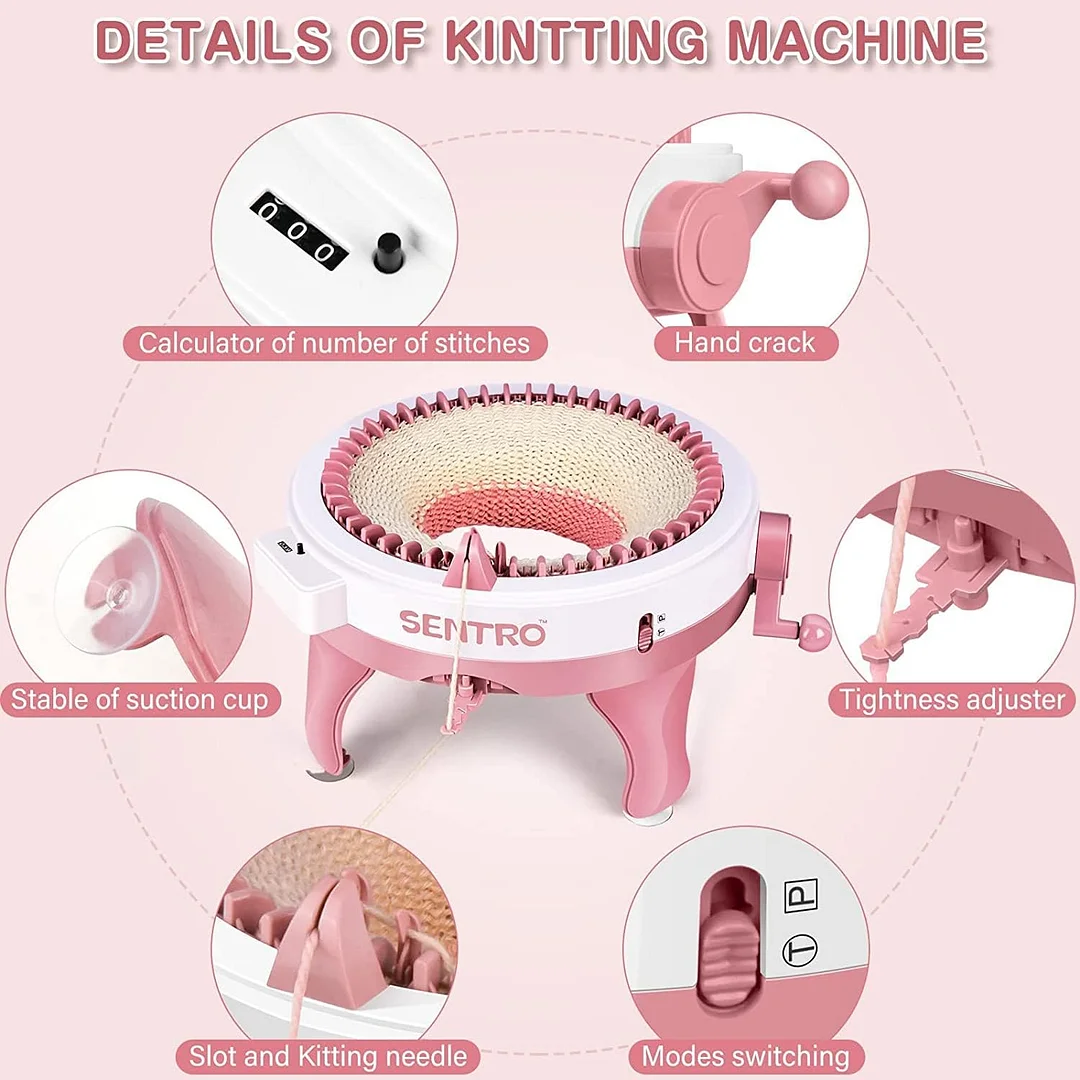 SENTRO Knitting Machine 48 Needles, Smart Knitting Crochet Machine, Double Crocheting Machine Kit,Circle Knit Loom Machine with Row Counter and Hand Crank