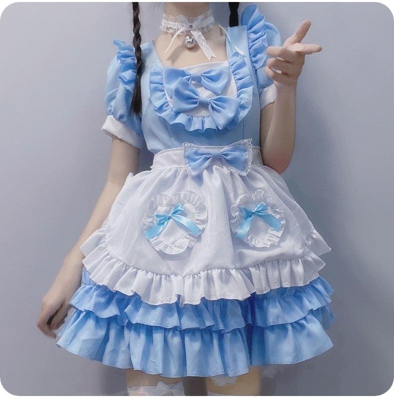 Blue Kawaii Maid Girl Dress Cosplay Costume weebmemes