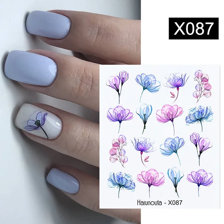 Harunouta Spring Water Nail Decal And Sticker Flower Leaf Tree Green Simple Summer DIY Slider For Manicuring Nail Art Watermark