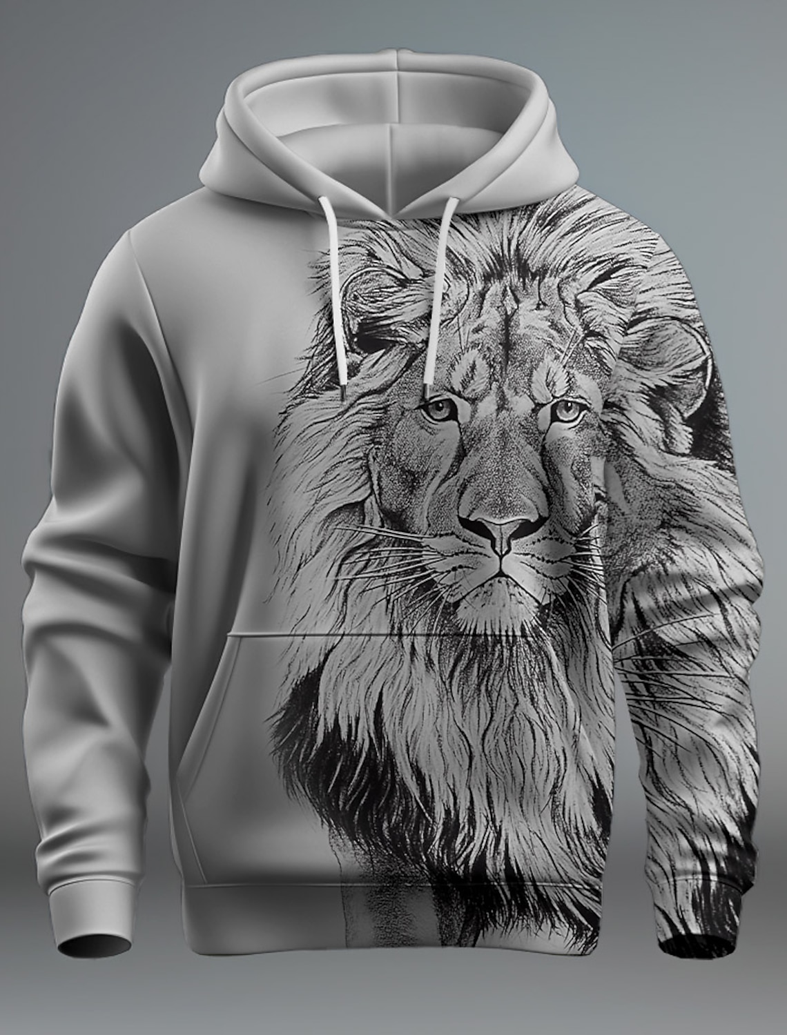 Destinybetclub New Graphic Lion Men's Fashion 3D Print Hoodie Streetwear Hoodies Long Sleeve Hooded Print Front Pocket Spring Hoodie Sweatshirt
