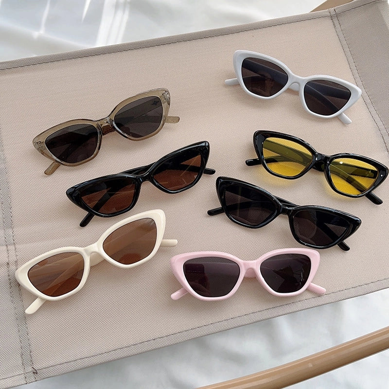 Minimalist Classic Style Solid Color Acrylic Cat Eye Full Frame Kids Sunglasses