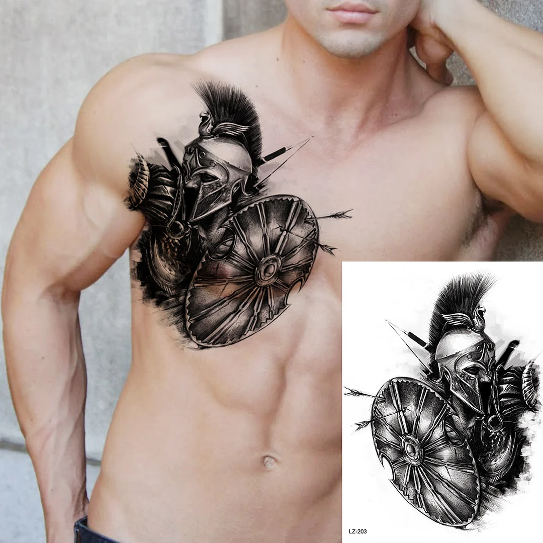 Sdrawing Black Skull Rose Flower Back Temporary Tattoos For Women Men Halloween Compass Round Fake Tattoo Sticker Skeleton