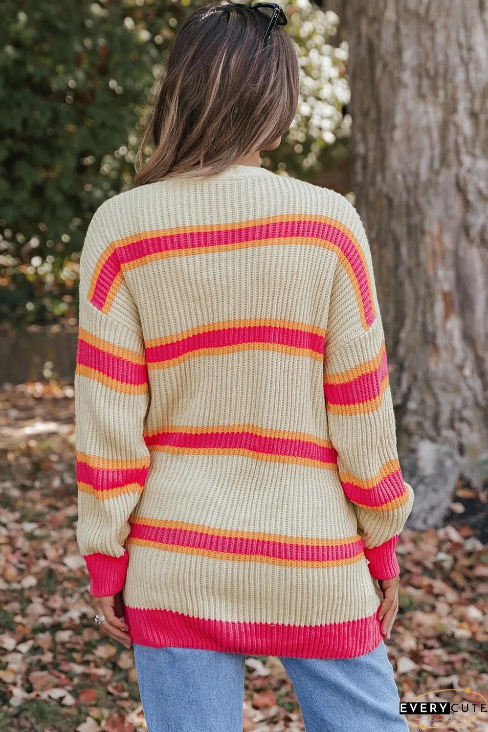 Ribbed Long Knitted Cardigan