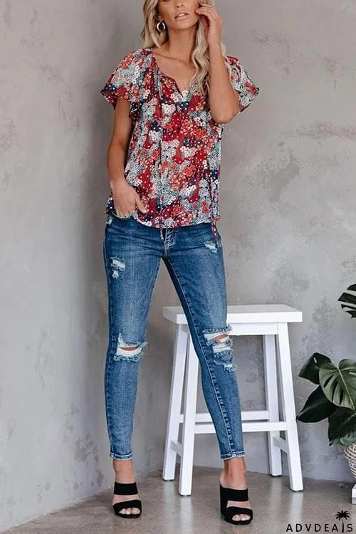 V Neck Loose Blouse