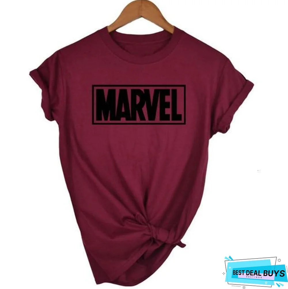 Women Short Sleeve T-shirt O-neck Cotton Super Hero Tops Tee