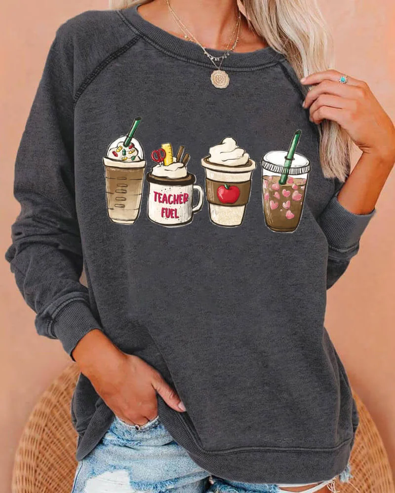 Teacher Fuel Coffee Deep Gray Sweatshirt