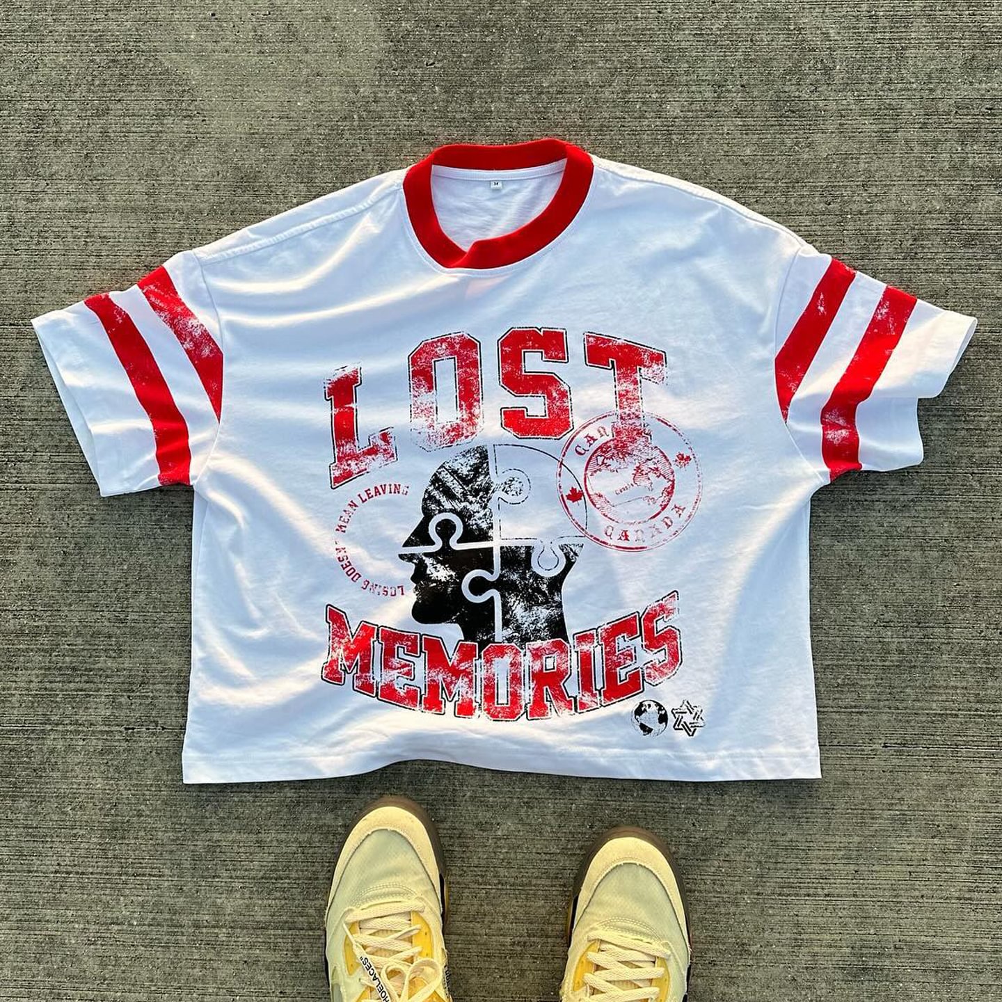 Vintage Lost Memories Graphics Printed Cotton T-Shirt