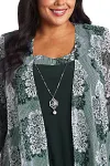 Plus Size Mother Of The Bride Mesh Print Formal Three Pieces Set Pant Suits