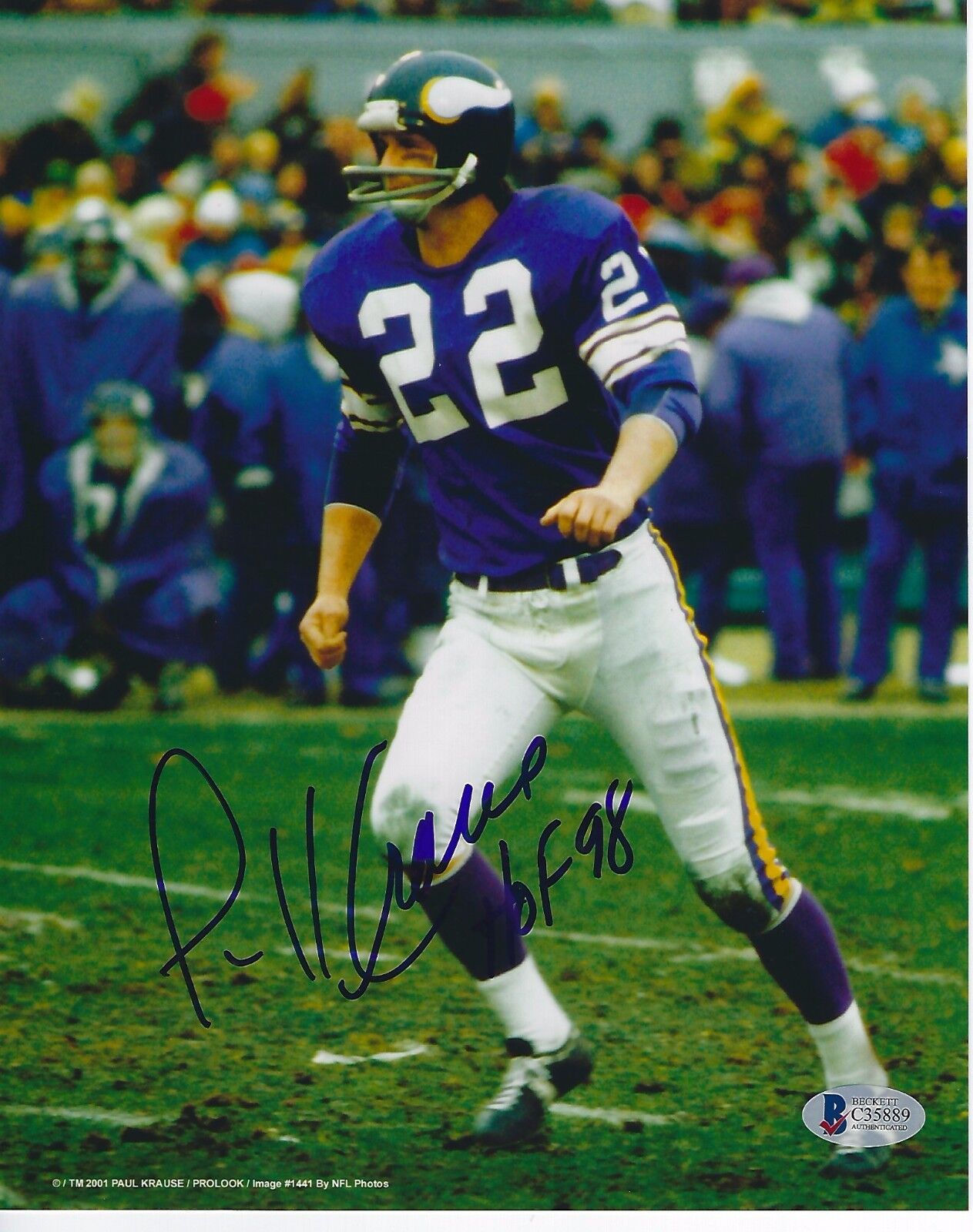 PAUL KRAUSE Signed Minnesota VIKINGS 8x10 Photo Poster painting with Beckett COA