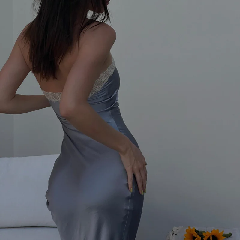 Uveng Uveng Spring New Women's Ken Bean With The Same Back A Word Shoulder Hanging Neck Lace Dress