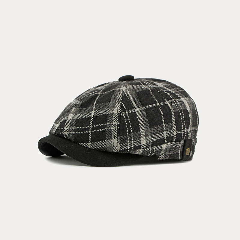 Vintage Plaid Warm Newsboy Cap